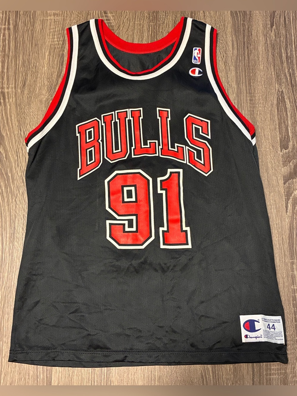 Dennis Rodman Chicago Bulls Vintage 90's Champion NBA Basketball Jersey Size 44